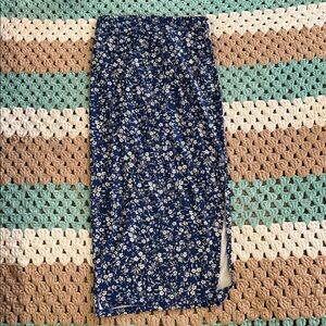 Floral Blue White Pencil Skirt Stretch Womans sz Large